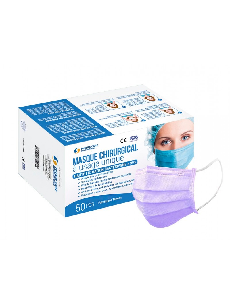 Masque Taïwan ENFANT bleu premium YI TING - qualité médicale - Norme CE EN  14683:2019 type2 EFB à 99% - Boîte de 50 masques